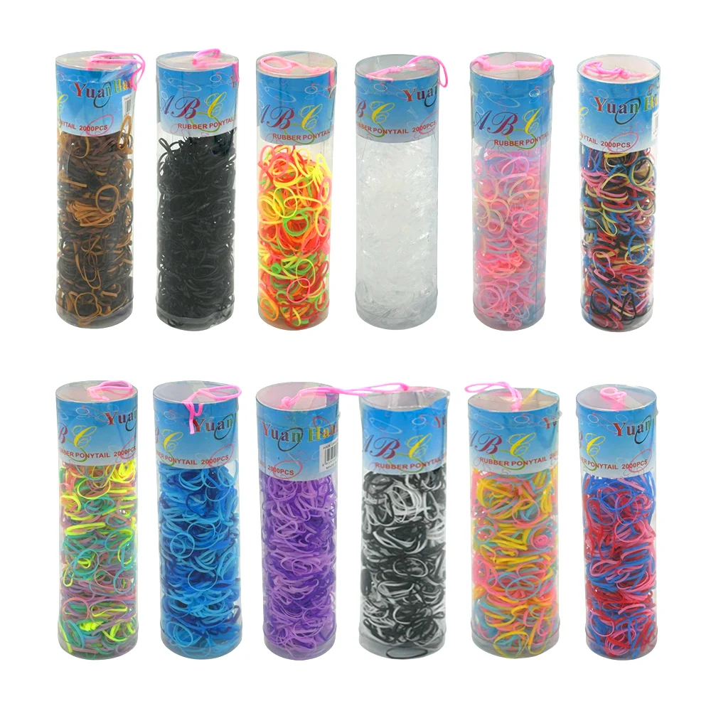 1pza Tubo con 2000 ligas delgadas para el cabello, variedad de colore…