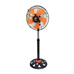 Ventilador redondo de 12 pulgadas tipo pedestal en color naranja