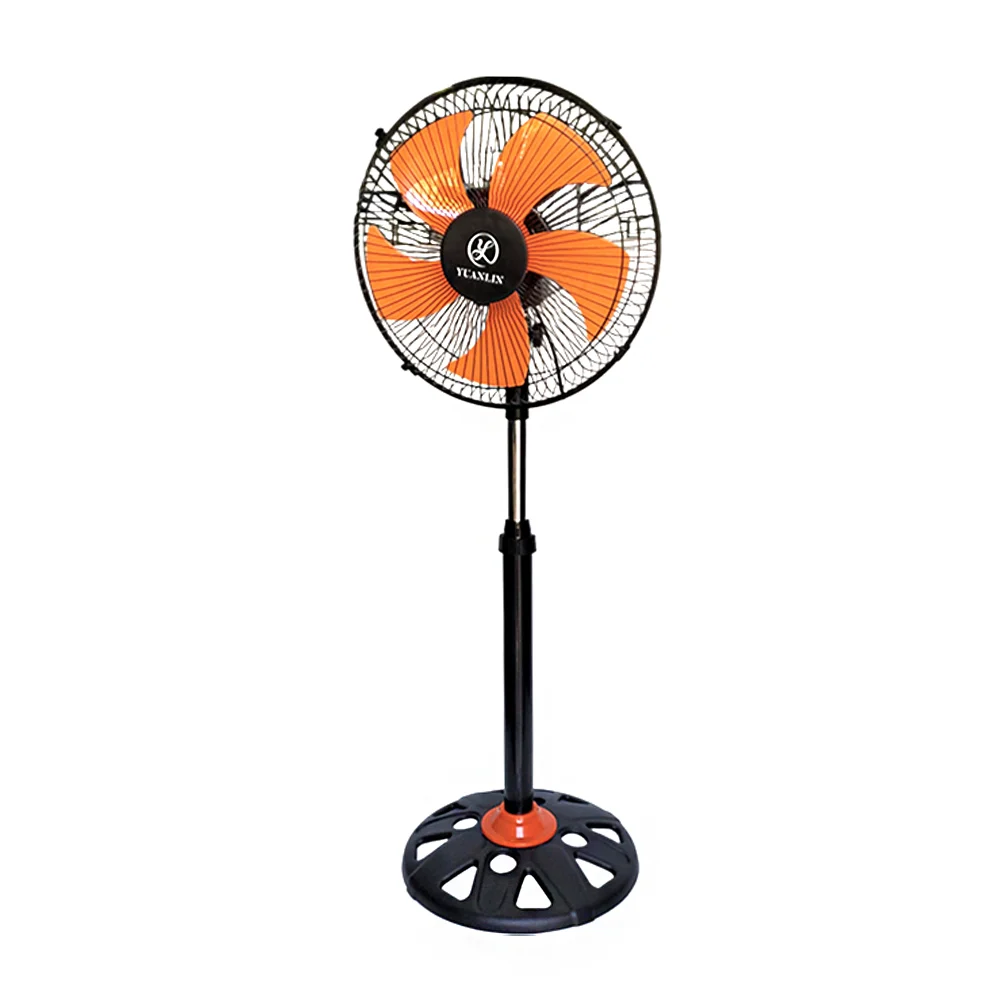 Ventilador redondo de 12 pulgadas tipo pedestal en color naranja