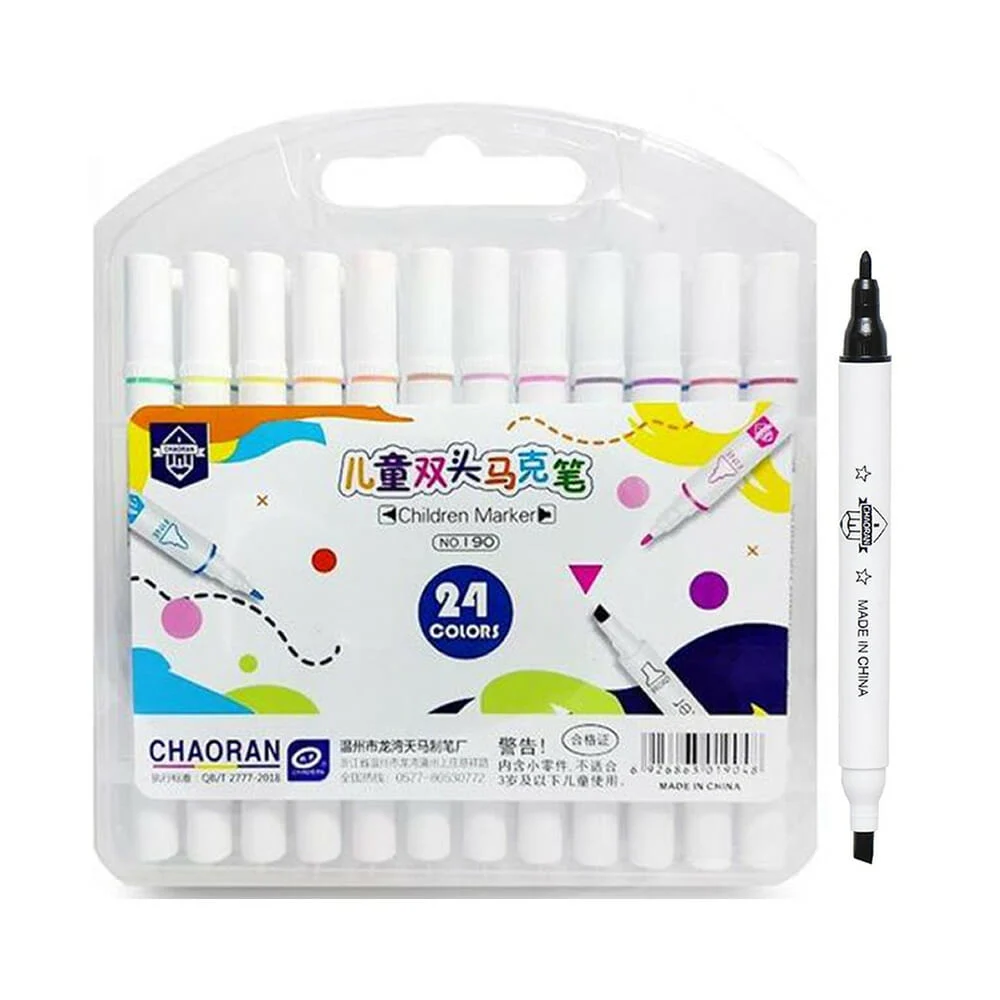 Estuche con 24 marcadores plumones chaoran children marker de colores /