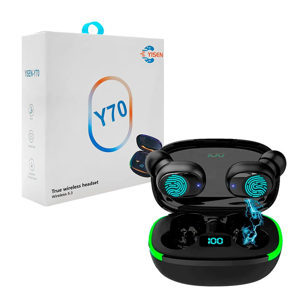 Audífonos inalámbricos bluetooth yisen y70 con estuche de carga con p…