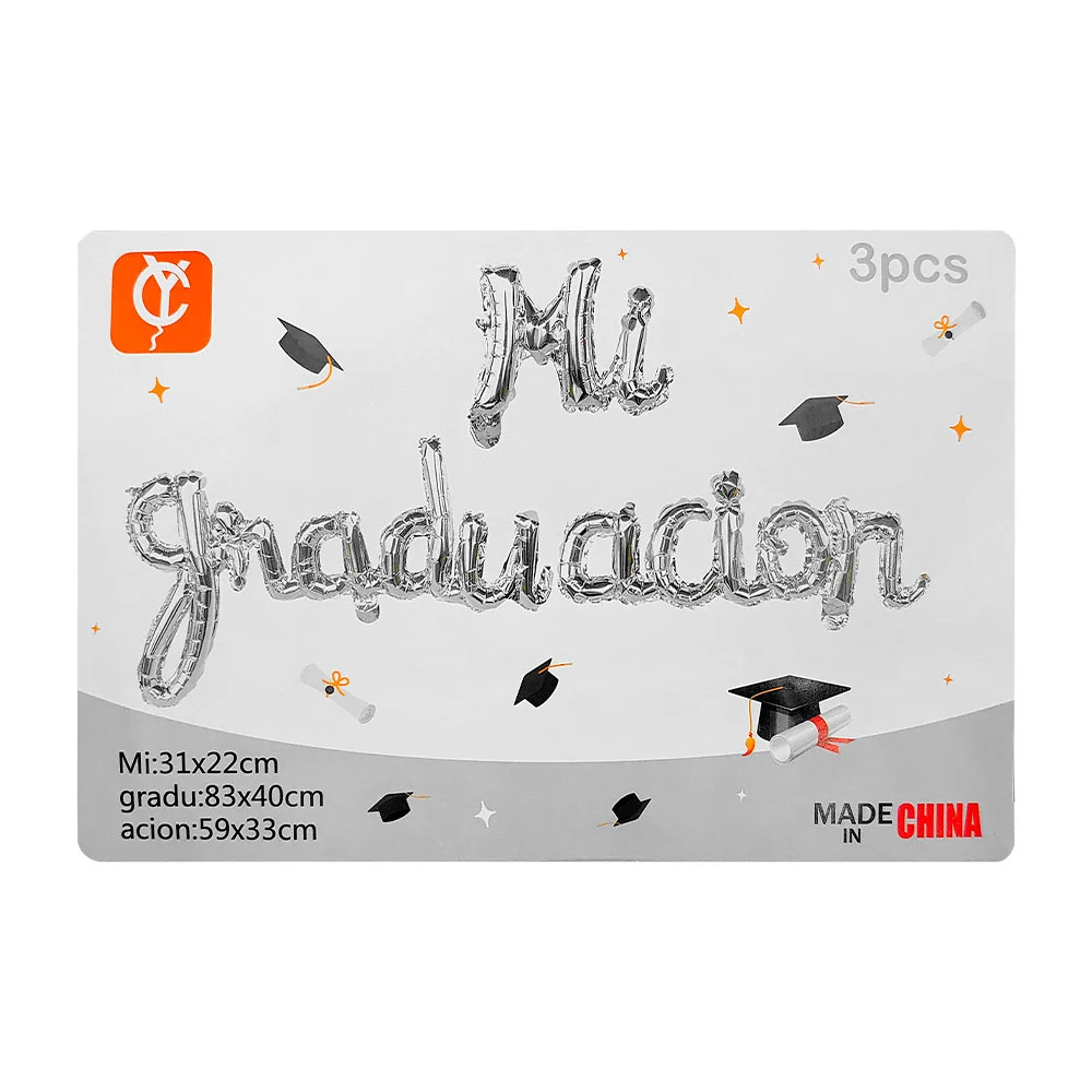 Set con 3 globos en color metálico con frase mi graduación / yc-289 /…