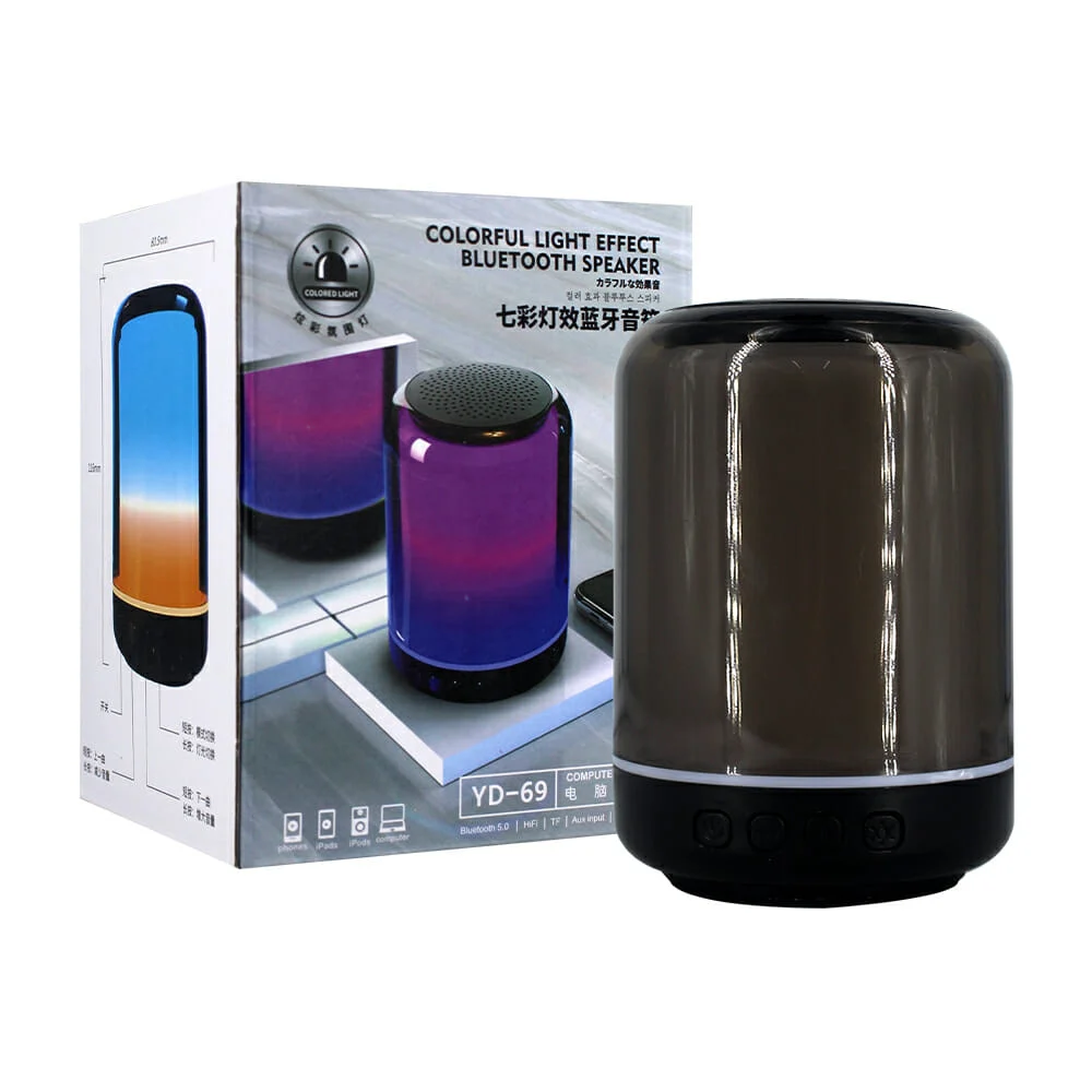 Bocina cilíndrica translúcida bluetooth con luz rgb, radio fm y ranur…
