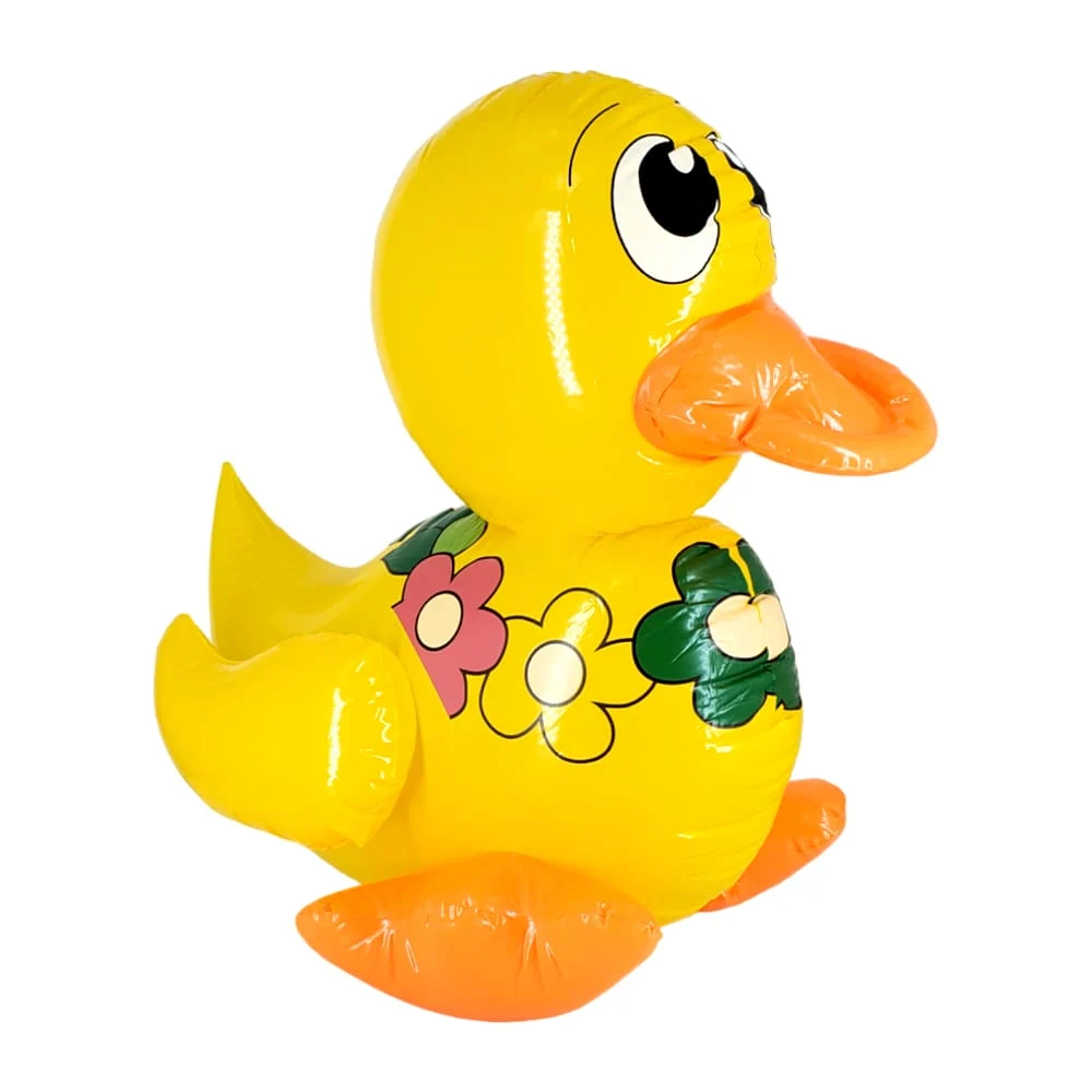 1pza Inflable pequeño de pato patito 36x35cm color amarillo con colla…