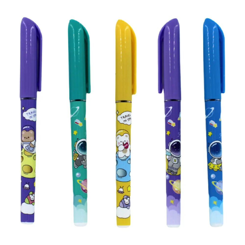 1pza pluma de punta fina y tinta negra + diseño kawaii, variedad de d…