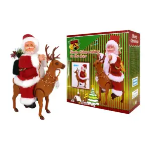 Adorno navideño con diseño de santa claus y reno+ luces y movimiento …