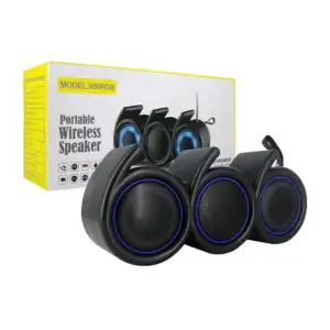 Bocina bluetooth portable mini speaker con 3 altavoces, antena, luz l…