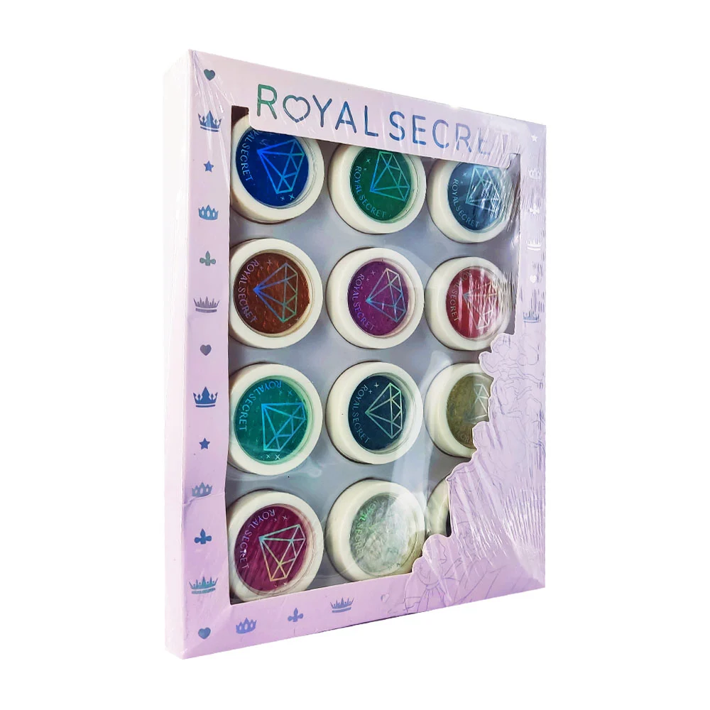 Caja con 12 estuches de sombras metálicas, variedad de colores / roya…