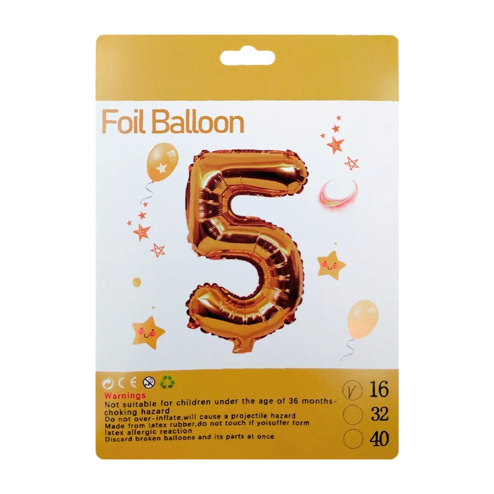 1pza Globo metálico de 16 pulgadas en forma de número, variedad de co…