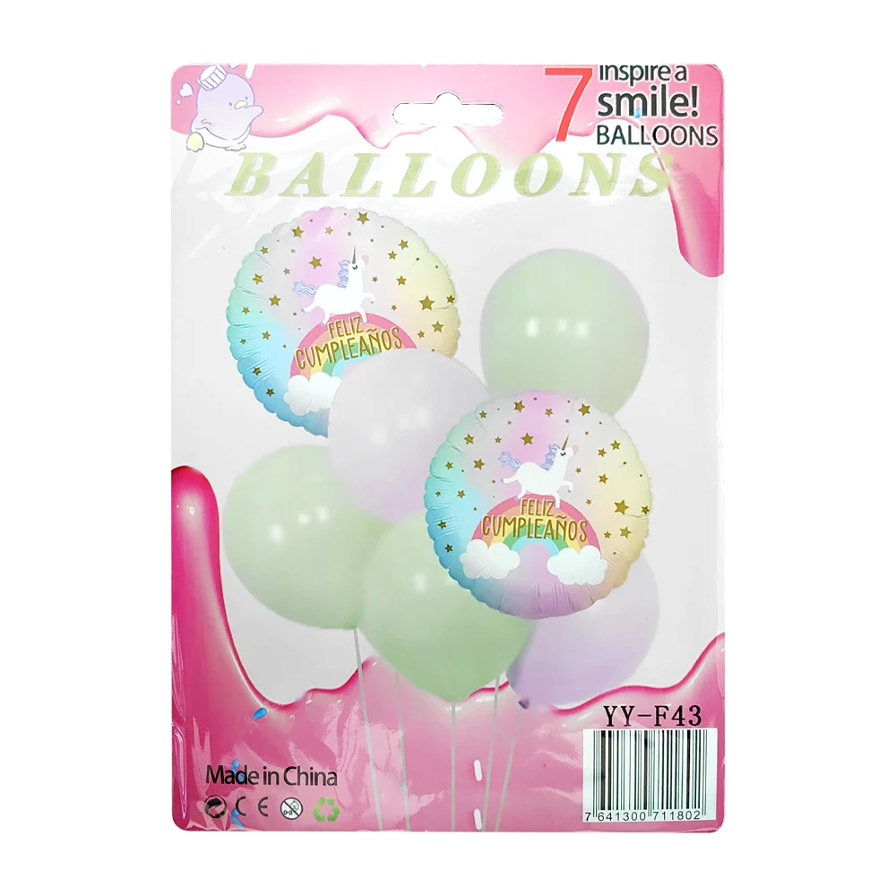 Set con 5 globos látex de diversos colores + 2 globos metálicos con d…