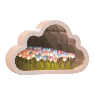 Lámpara 2 en 1 con espejo en forma de nube + accesorios, tulipanes y …
