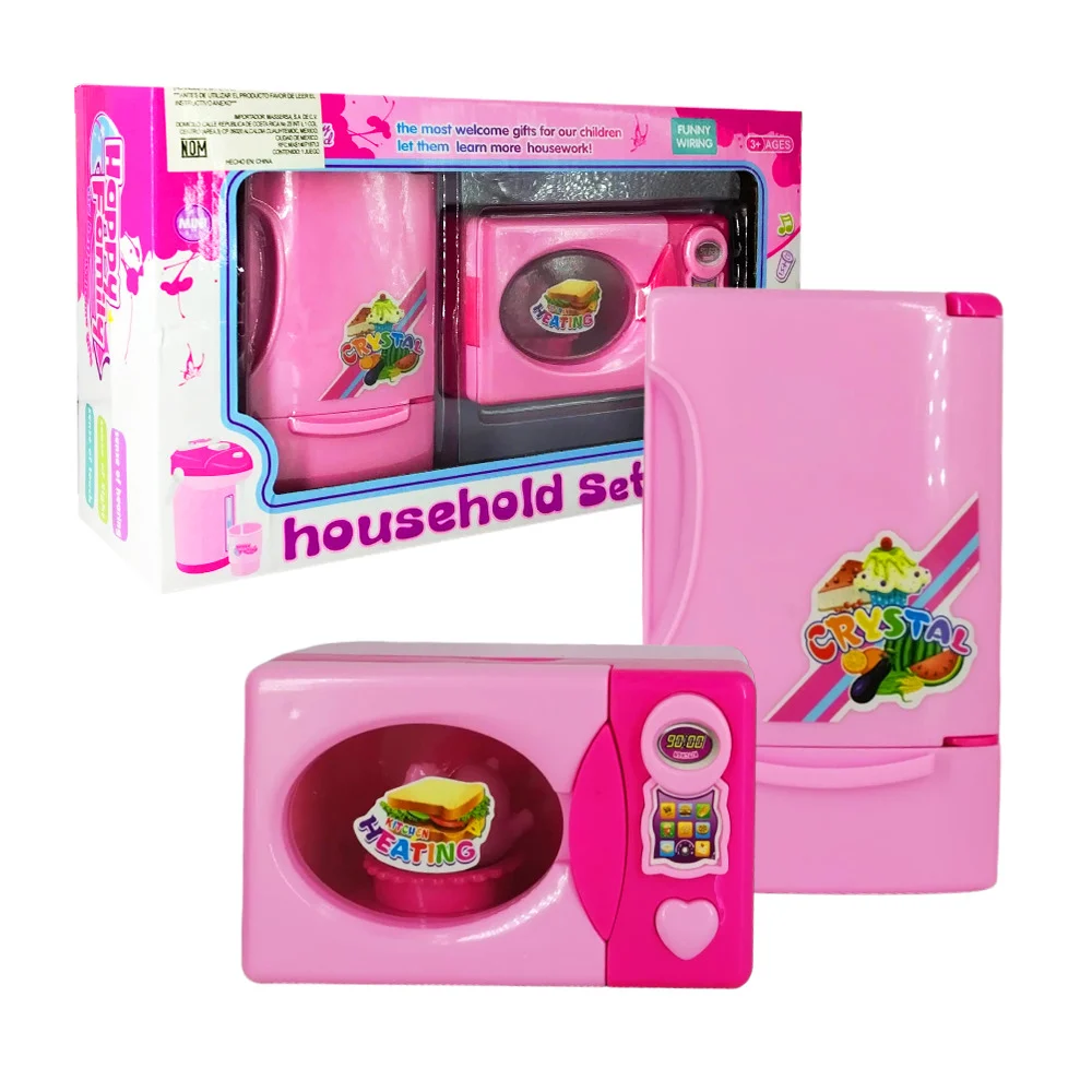 Set infantil con mini refrigerador y microondas de pilas / household …