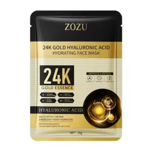 1pza Mascarilla facial hidratante 24k gold con ácido hialurónico 25g …