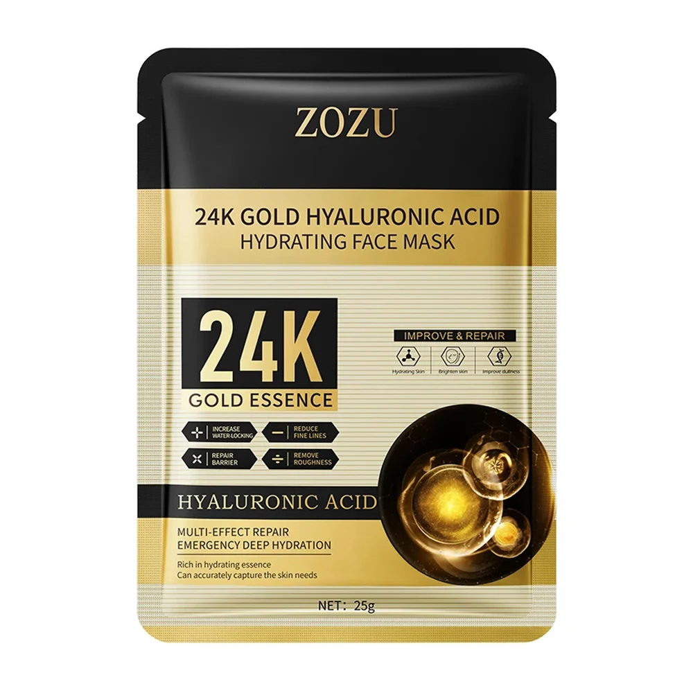 1pza Mascarilla facial hidratante 24k gold con ácido hialurónico 25g …