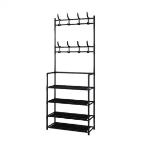 Organizador zapatero tipo closet con 4 niveles y 8 ganchos / 5-60black