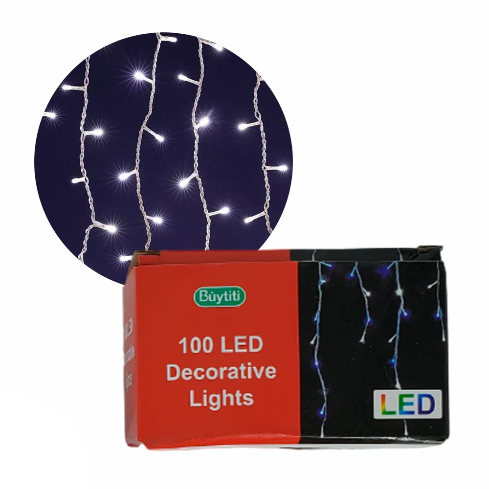 Serie cascada tipo lluvia de cable transparente buytiti con 100 luces…