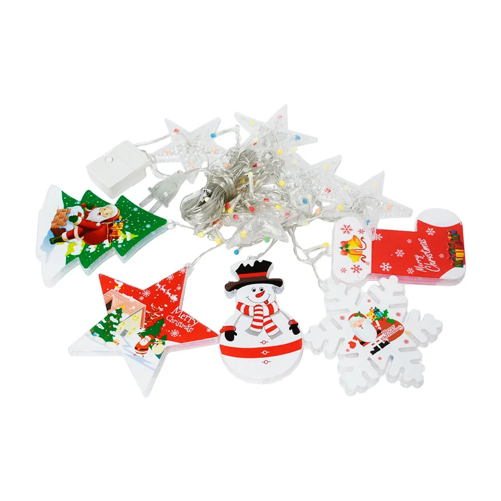 Guirnalda led multicolor con diseño navideño de estrellas y copos de …