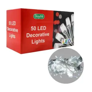 Serie de cable transparente buytiti con 50 luces led de color blanco …