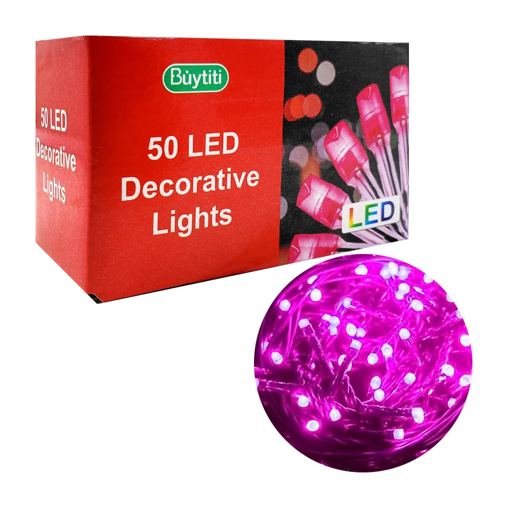 Serie de cable transparente buytiti con 50 luces led de color rosa / …