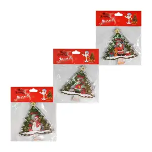 1pza Adorno colgante de madera con forma de árbol de navidad y person…