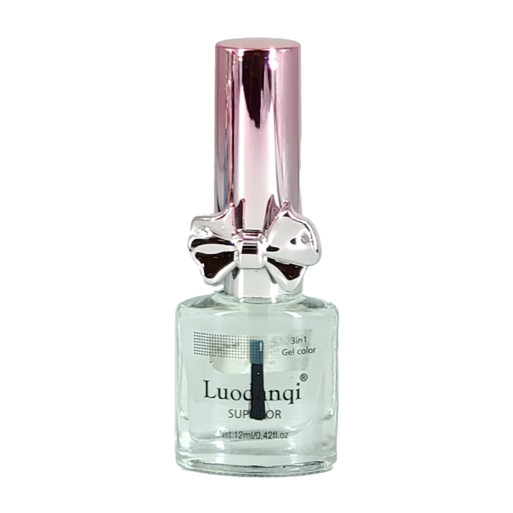 1pza Esmalte para uñas + tapa bicolor con moño, 12ml, variedad de col…