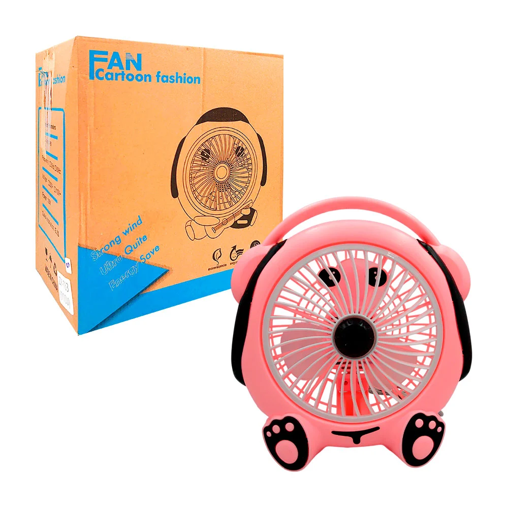 Ventilador de plástico infantil con diseño de perro, 3 aspas y 2 velo…