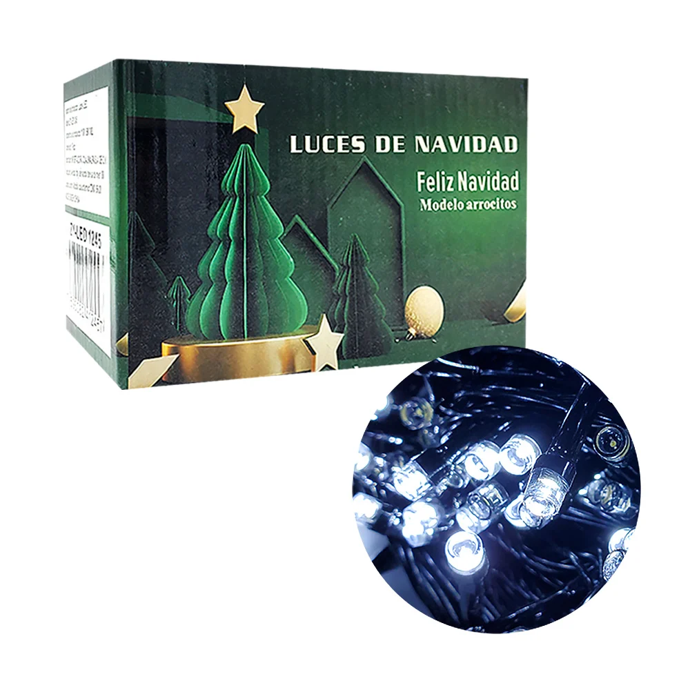 Serie de cable negro de 20m con 400 luces navideñas en modelo de arro…
