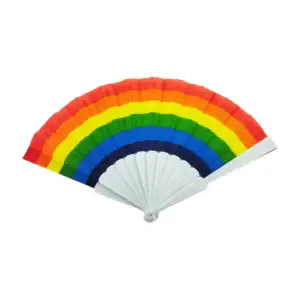 1pza Abanico de tela con diseño de arcoiris y mango de plástico / bt-…