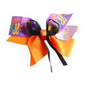 1pza Broche moño de tela con diseño estampado de halloween o día de m…