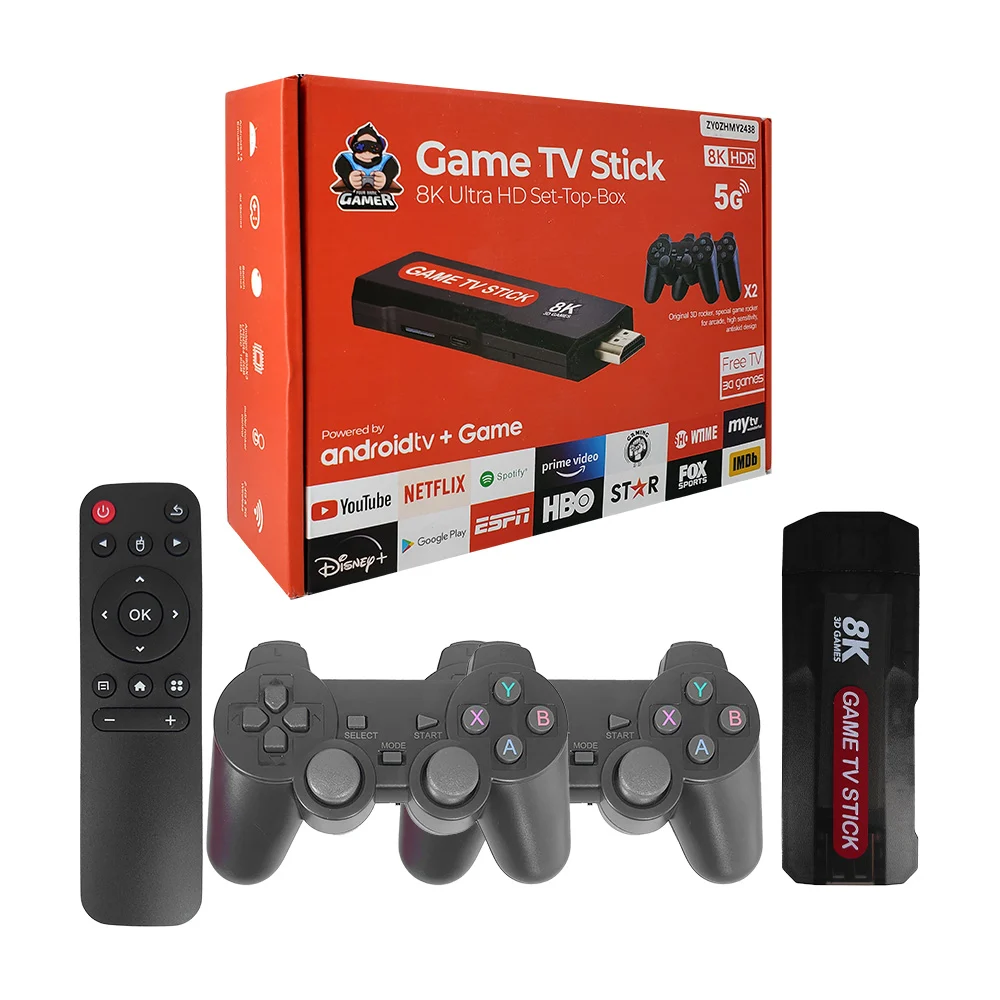 Consola de videojuegos game tv stick 8k ultra hd con 2 controles inal…