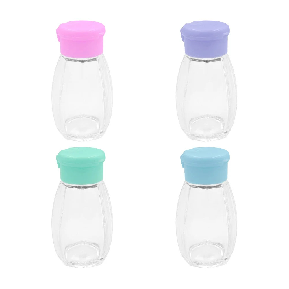 Salero pequeño 7.5cm octagonal de cristal con relieve de líneas y tapa de plástico / a1.sal / a1 / salero de vidrio