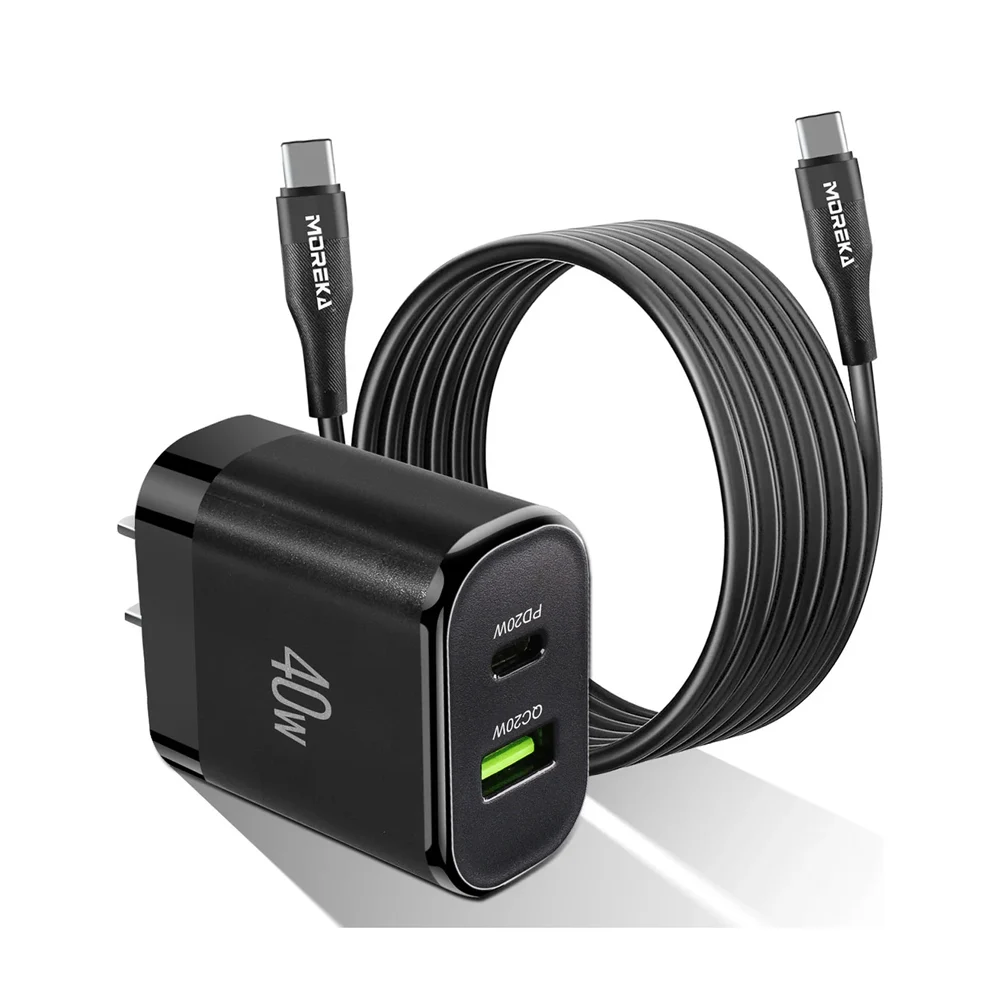 Combo cargador moreka con puerto usb-tipo c y cable tipo c a tipo c /…