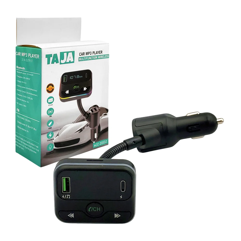 Transmisor bluetooth con radio mp3, 3 puertos usb y diseño flexible p…