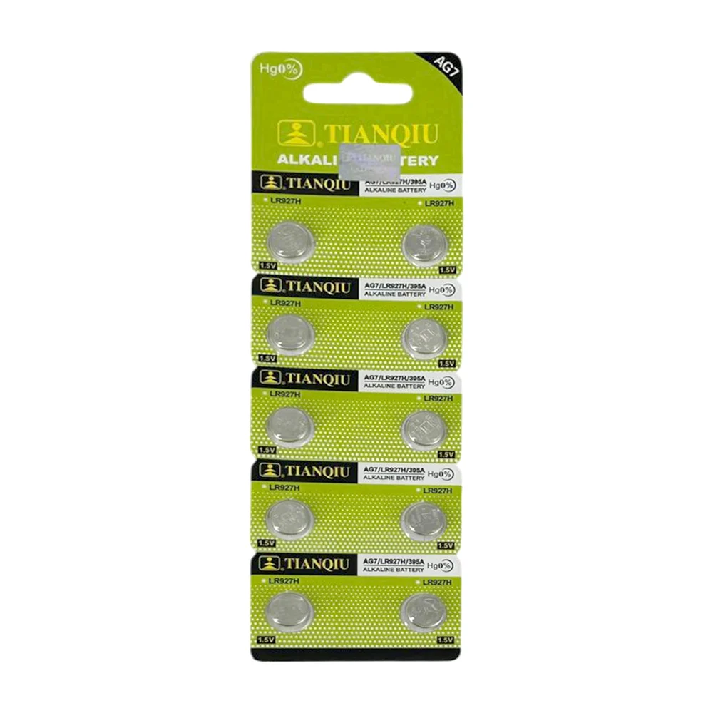 Blíster con 10 pilas baterías alcalinas tianqiu de ag7 y 1.5v / lr927…