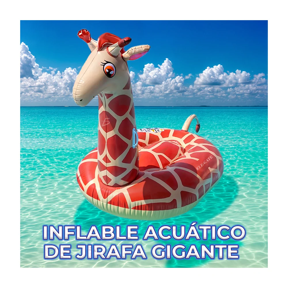 Inflable montable acuático en forma de jirafa gigante con agarradera …