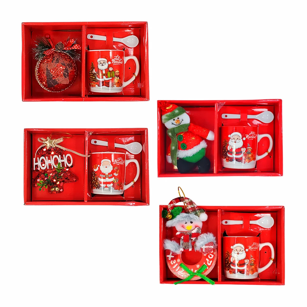 Kit taza pequeña de cerámica con diseño feliz navidad y cuchara + ado…