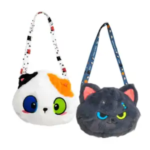 Bolsa afelpada peluche con correa y diseño de cabeza de gato, varieda…