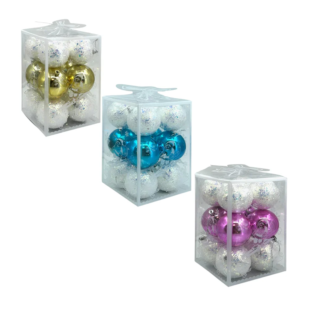 Caja transparente con 12 esferas navideñas de diamantina ala de ángel…