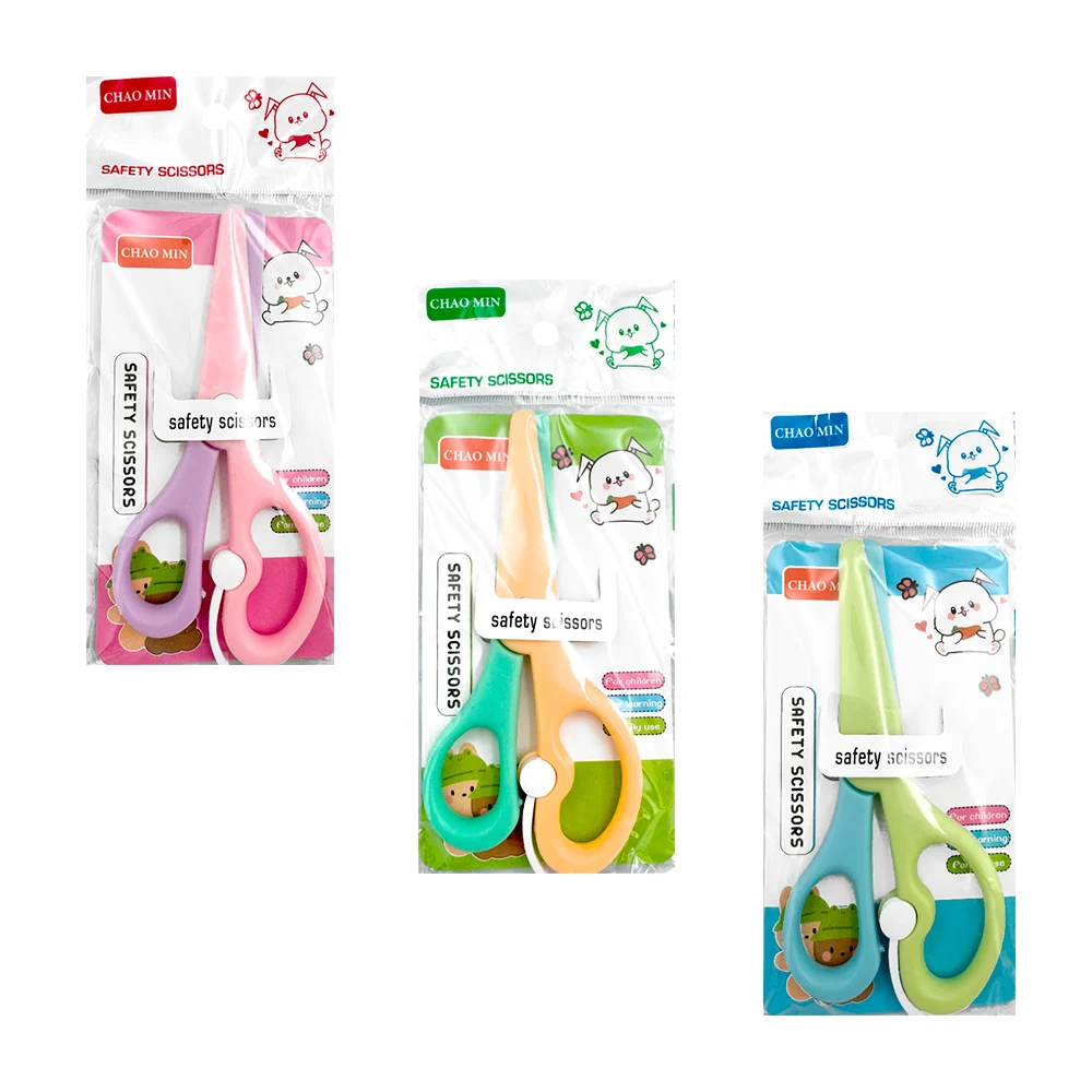 Tijeras infantiles bicolor de seguridad con puntas de plástico para p…