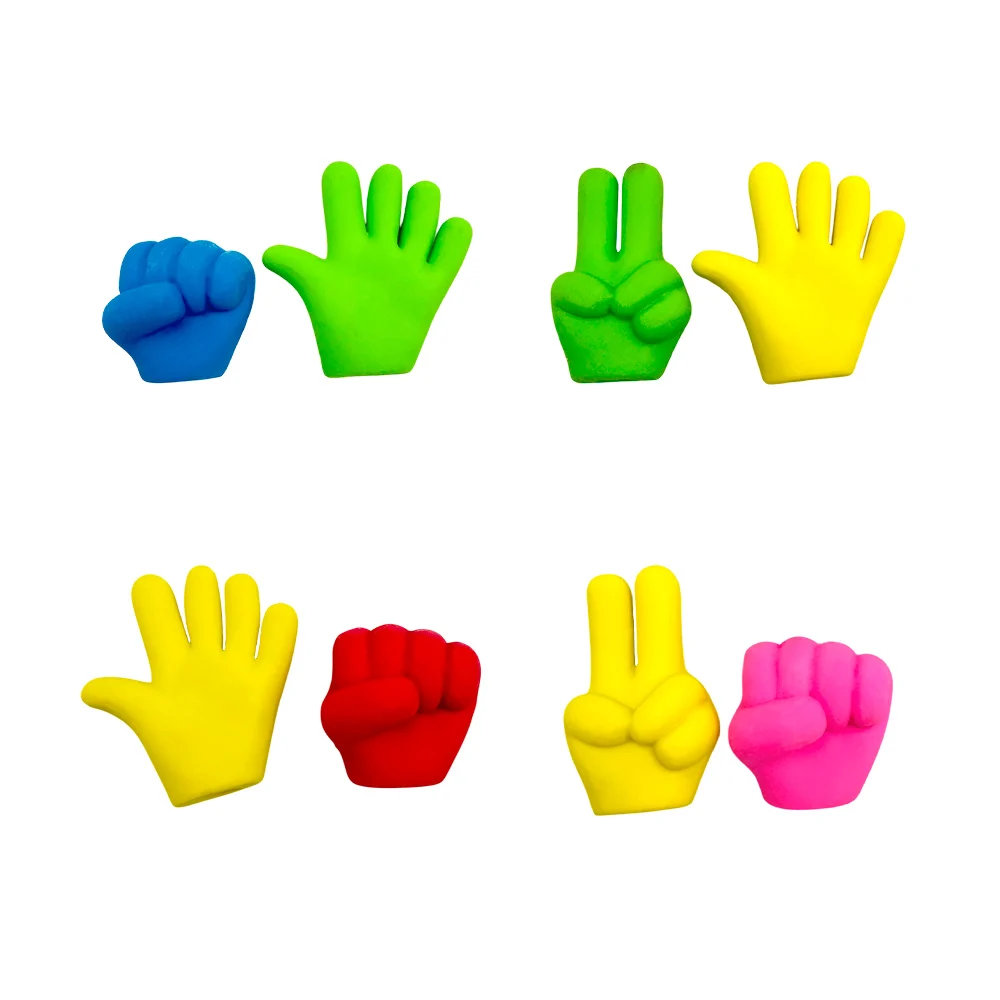 Par de borradores de colores para lápiz con forma de mano - piedra pa…