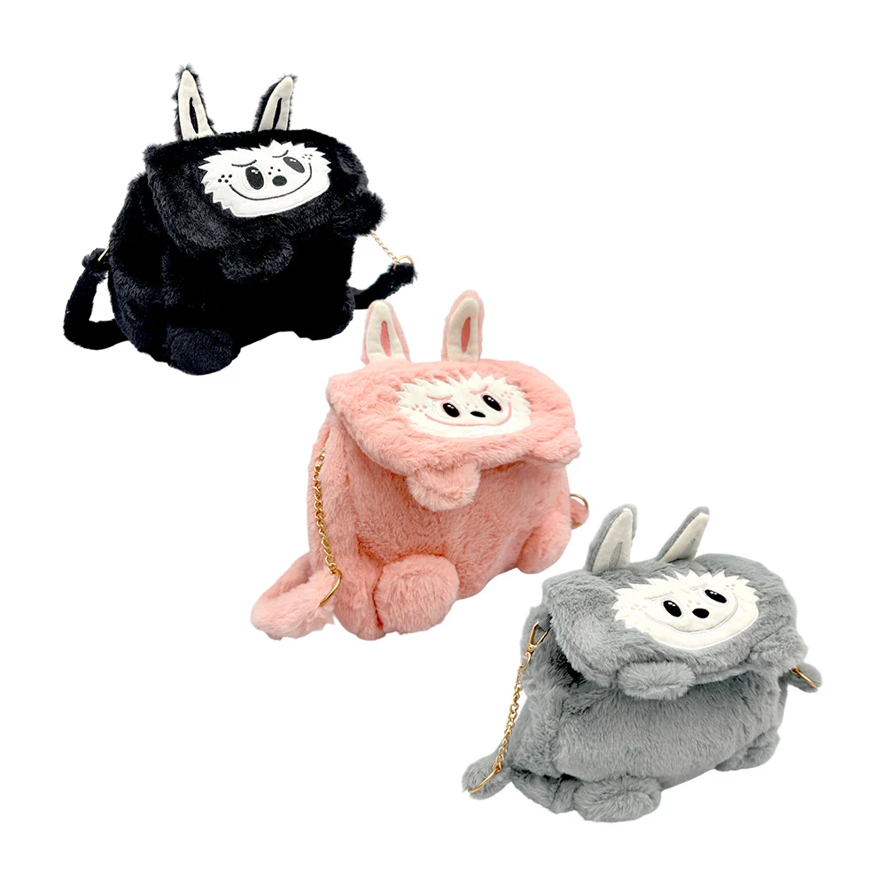 Mochila tipo bolsa afelpada diseño de labubu, 2 juegos de correas, co…