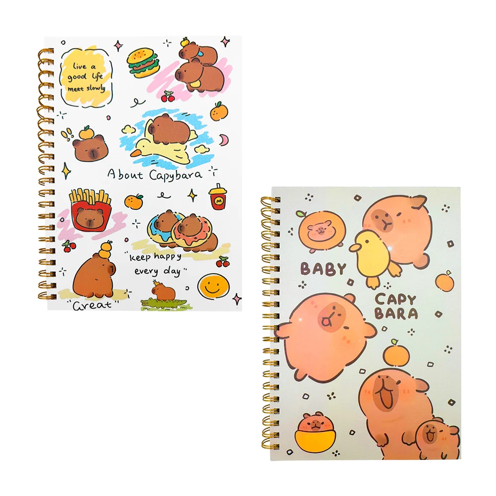 Cuaderno libreta de pasta dura con doble espiral y estampado de capib…