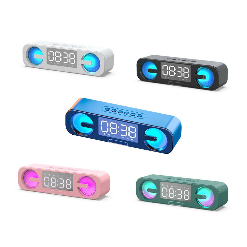 Reloj despertador bocina bluetooth ele-gate con luz y ranura para mic…