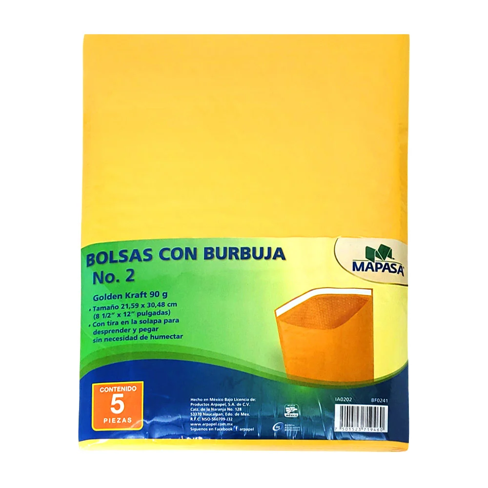 Paquete con 5 sobres burbuja para envío de documentos, 21.59x30.48cm …