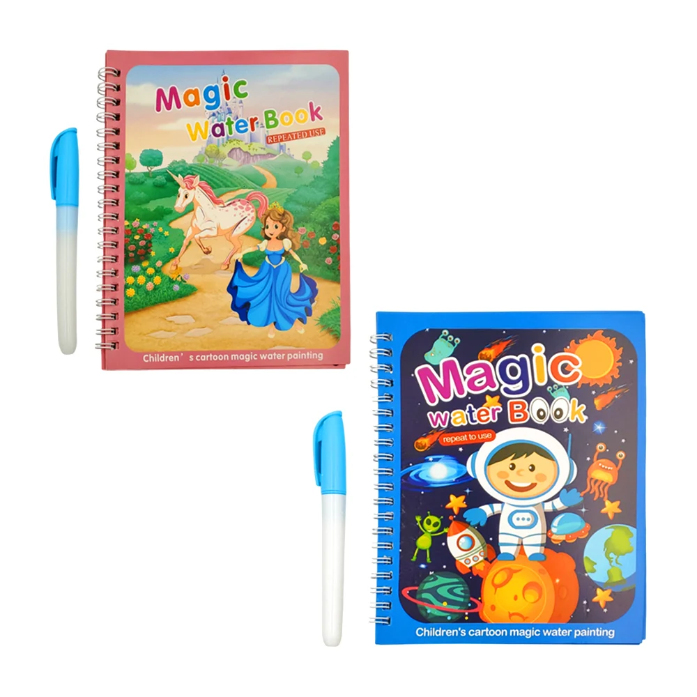 Libro mágico infantil para colorear con agua, 4 cartoncillos y plumón…