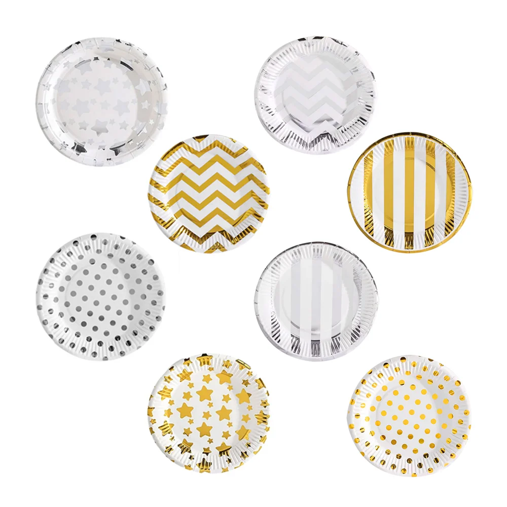 Paquete de 10 platos redondos de papel, 23cm con estampado para paste…