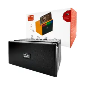 Bocina bluetooth rectangular recargable con soporte para celular, luz…
