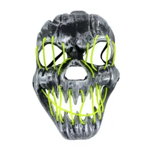 1pza Mascara con luz led de pilas en forma de calavera negra con plat…