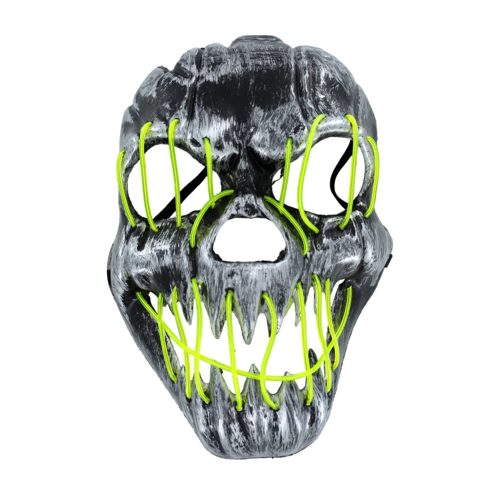 1pza Mascara con luz led de pilas en forma de calavera negra con plat…
