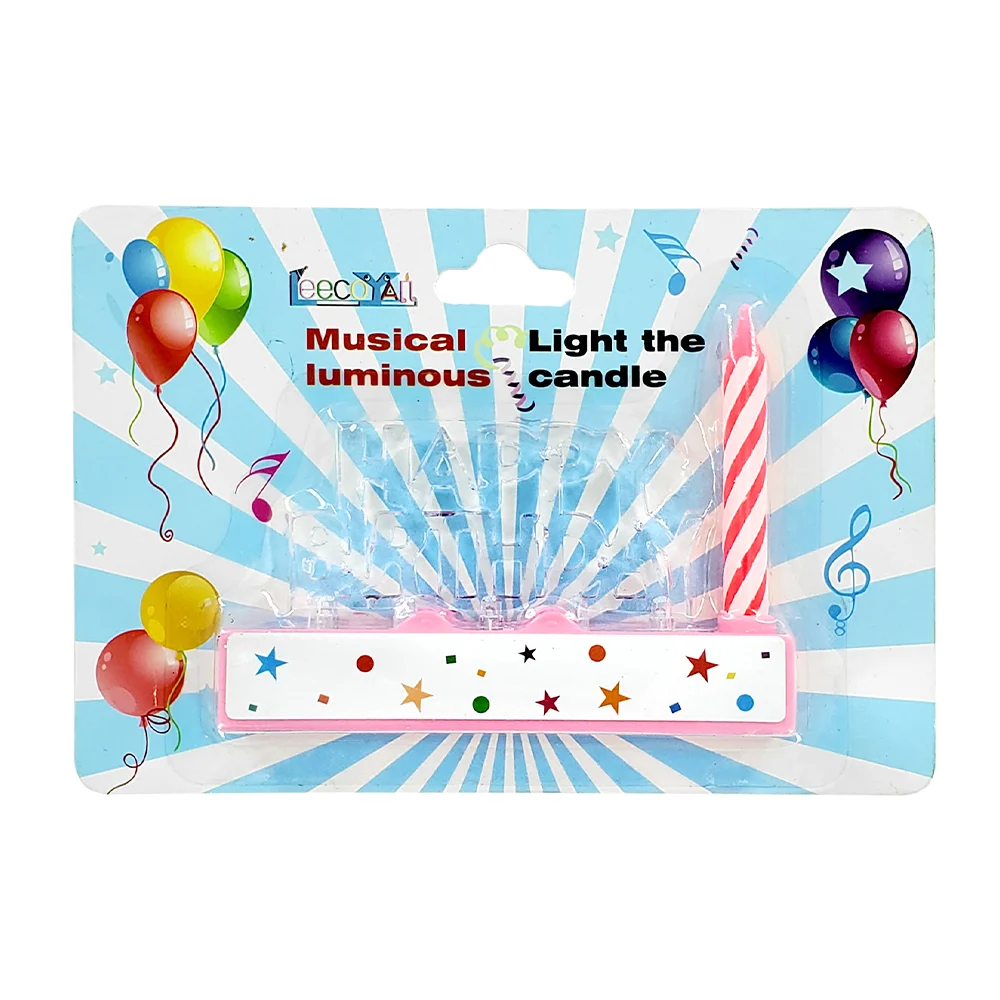 Letrero de happy birthday con música y luz led + vela para colorar en…